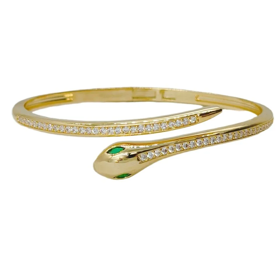 2025 Fashion zircon green eye snake shape bracelet new accessories for women open bracelet valentine's day gifts
