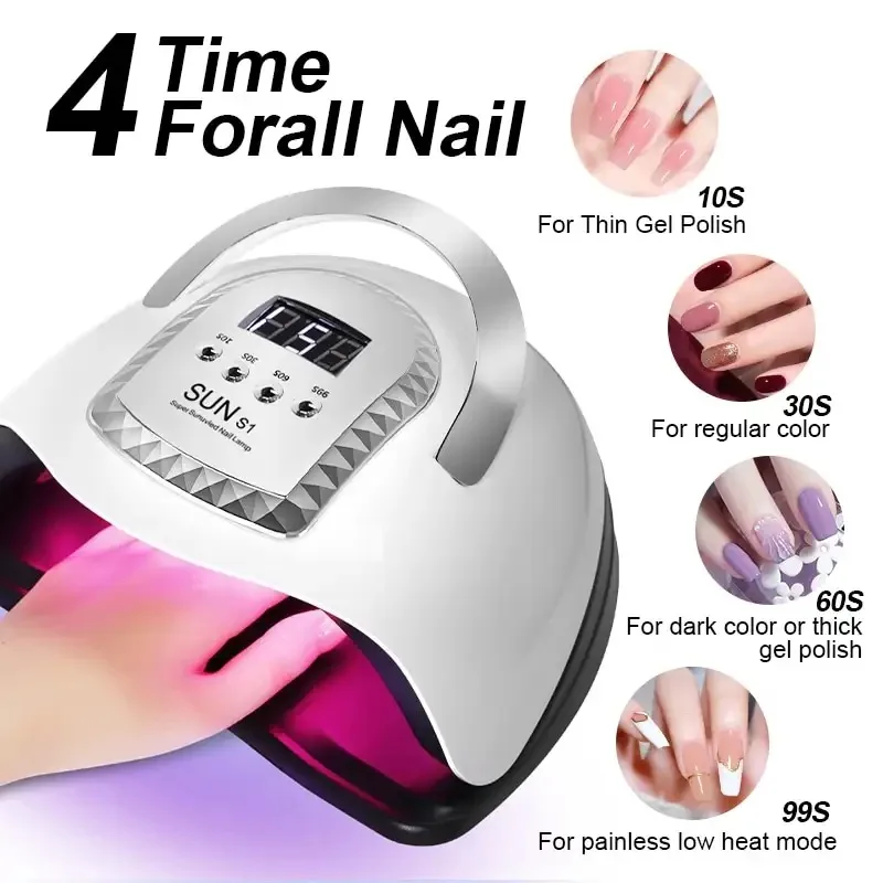 UV LED Nail Lamp for Manicure Gel Polish Drying Machine with Large LCD Touch 90W 45LEDS Smart Nail Dryer Sun S1