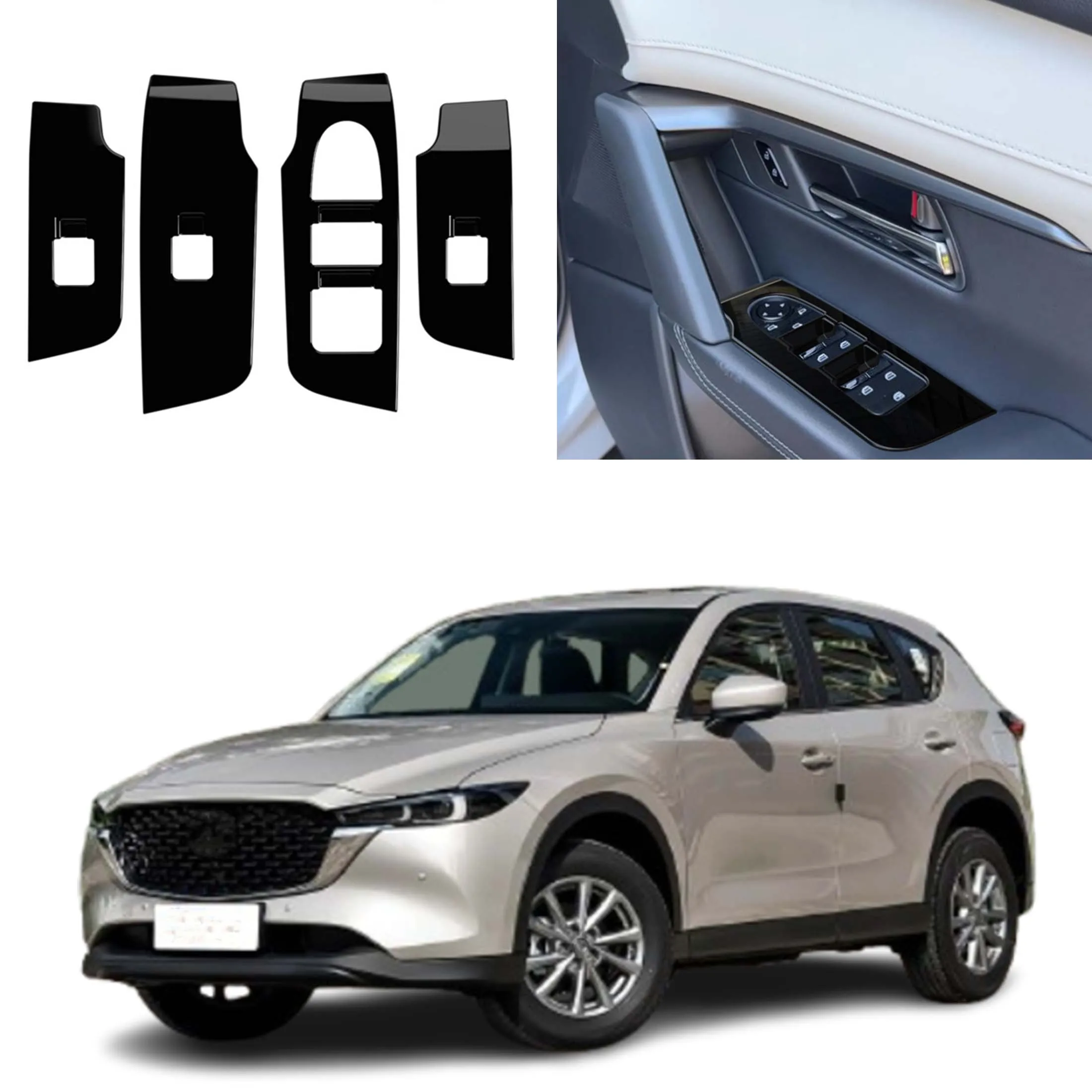 For Mazda CX-5 2026 Window Rises Cover Control Panel Decorative Stickers Interior Trims Window Button Frame
