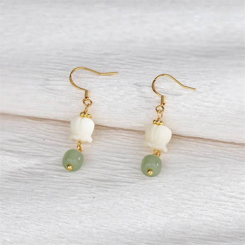 2023 Korean New Exquisite Lily Of The Valley Flower Earrings Fashion Temperament Versatile Simple Earrings Elegant Women Jewelry #4