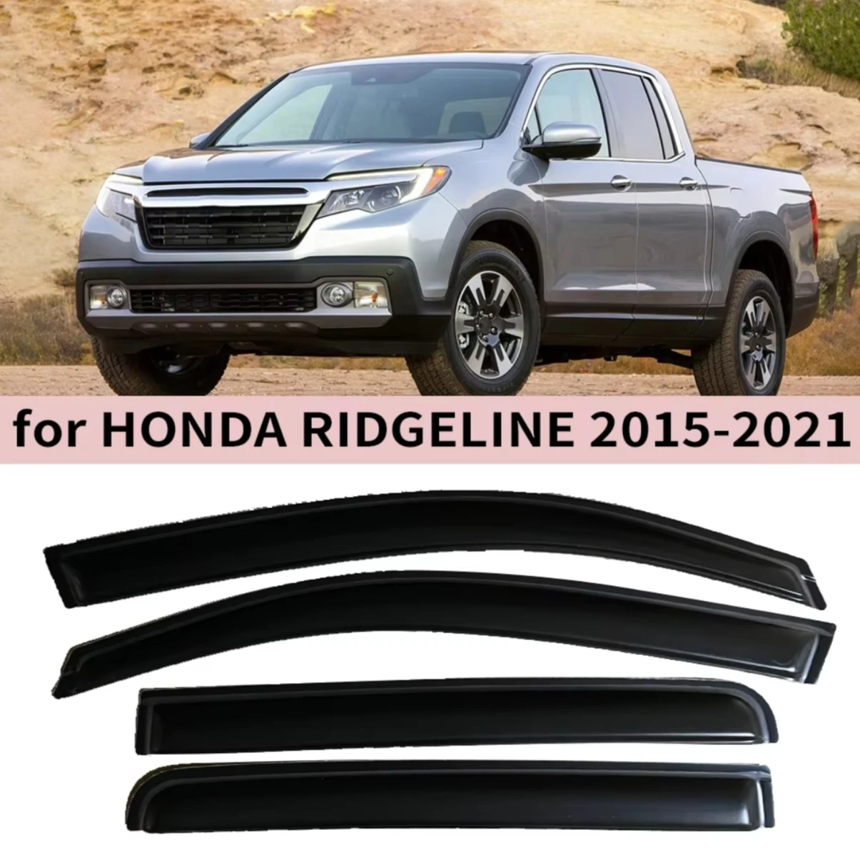

Window Visor for Honda Ridgeline 2015 2016 2017 2018 2019 2020-2023 Wind Deflectors Rain Guards Door Visor Vent Shades Ventvisor