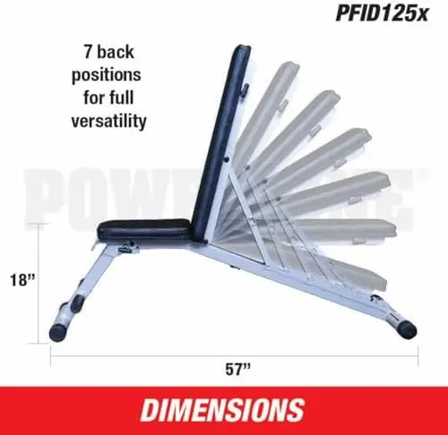 Powerline Folding Bench - 7-Position Adjustable Weight Bench for Home Gym, Incline/Decline, No Assembly Required