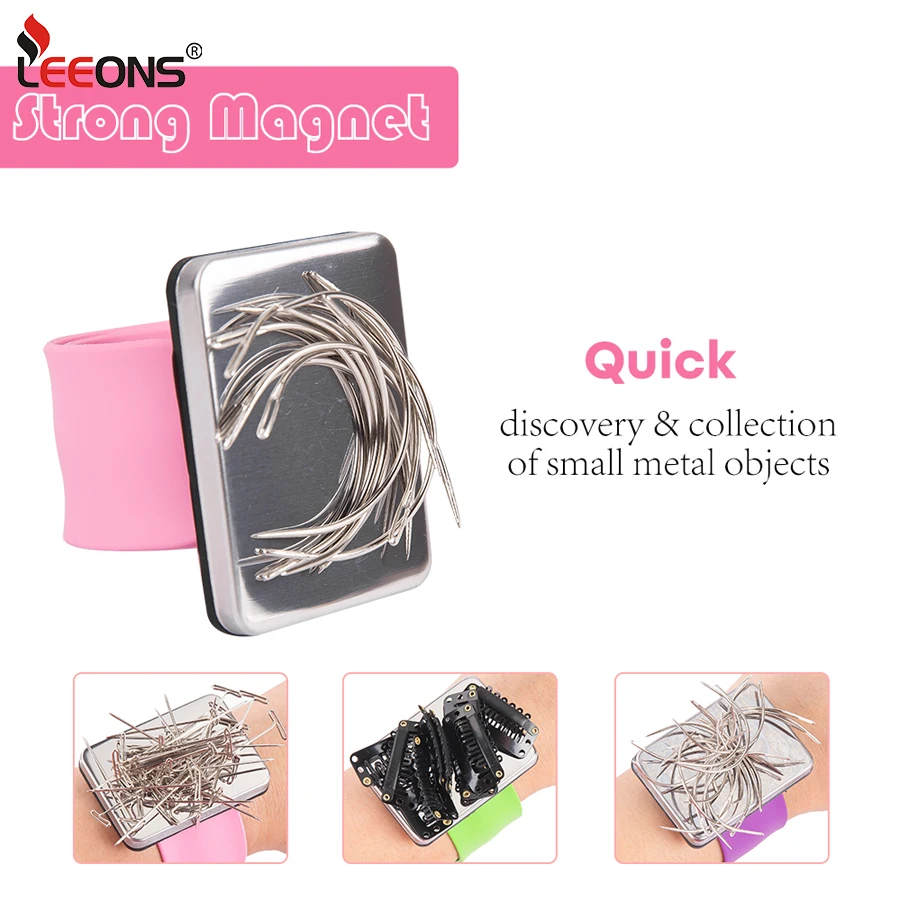 Leeons المغناطيسي المعصم الآمن سوار دبوس وسادة تخزين الخياطة دبابيس معصمه دبوس حامل معصمه السحرية لمصففي الشعر #4