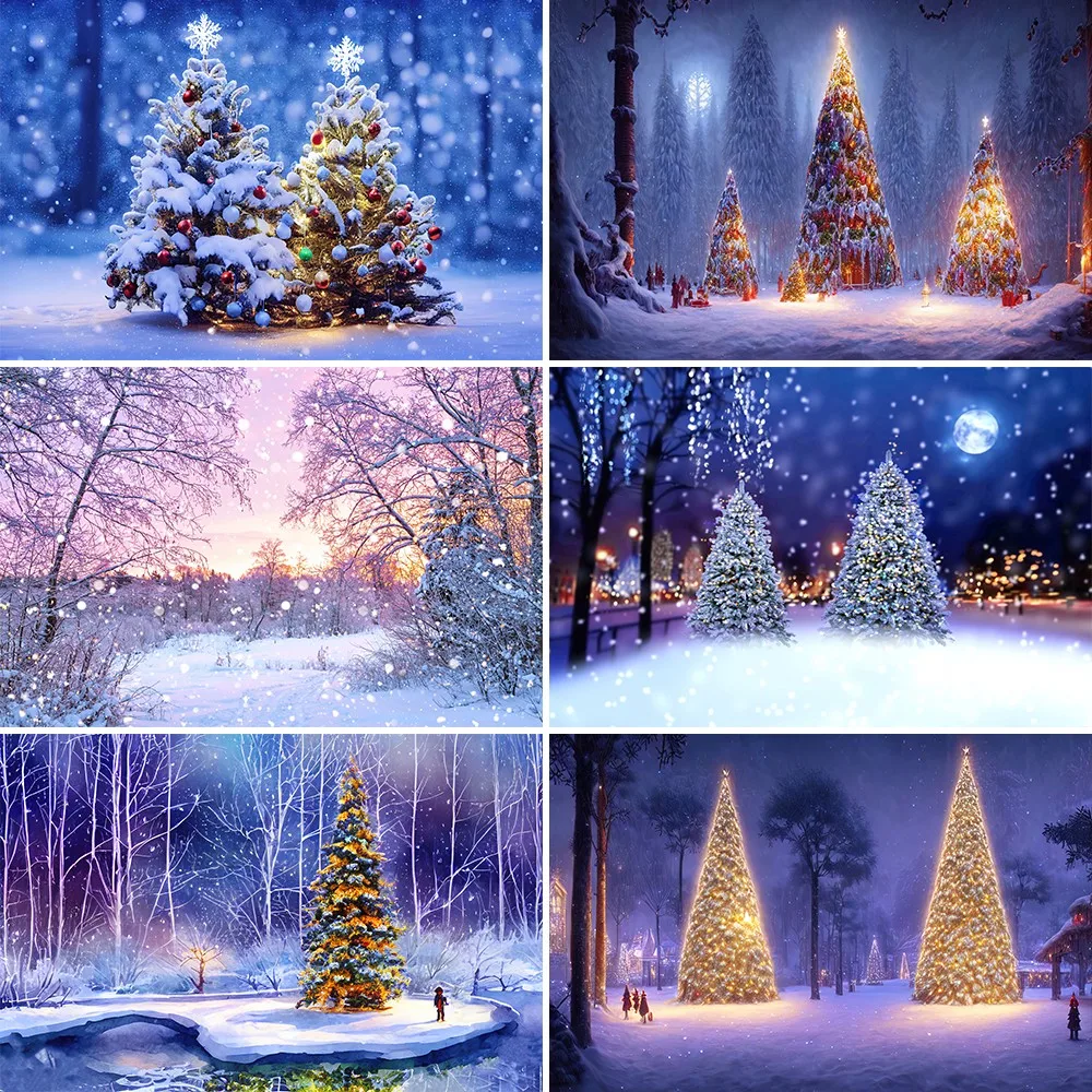 

Bonvvie Christmas Photography Backdrop Winter Forest Snow Scenery Snowflake Christmas Party Kid Portrait Photo Studio Background