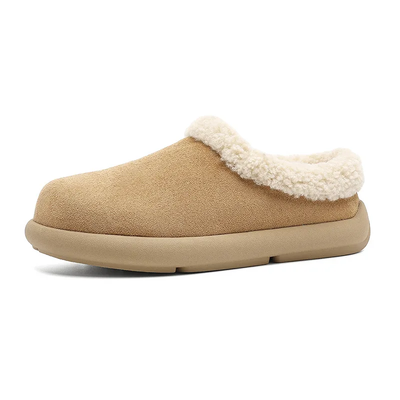 

Мужские зимние хлопковые тапочки в стиле ретро, непромокаемая противоскользящая теплая обувь из коровьей замши на меховой подкладке, удобная теплая обувь на мягкой подошве