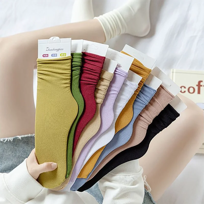 Summer Cute Loose Knitting Velvet Socks Women Nylon Thin Spring Female Socks Tube Soft Breathable Long Stockings Solid Color