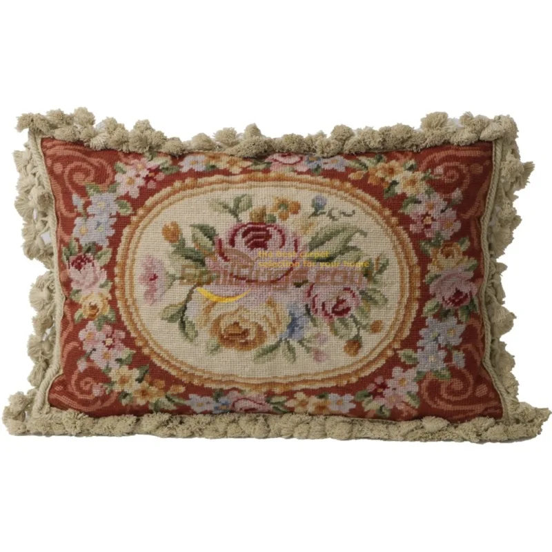 pillow ethnic woven throw pillow European needle embroidery hand embroidery pure wool  room pure ethnic