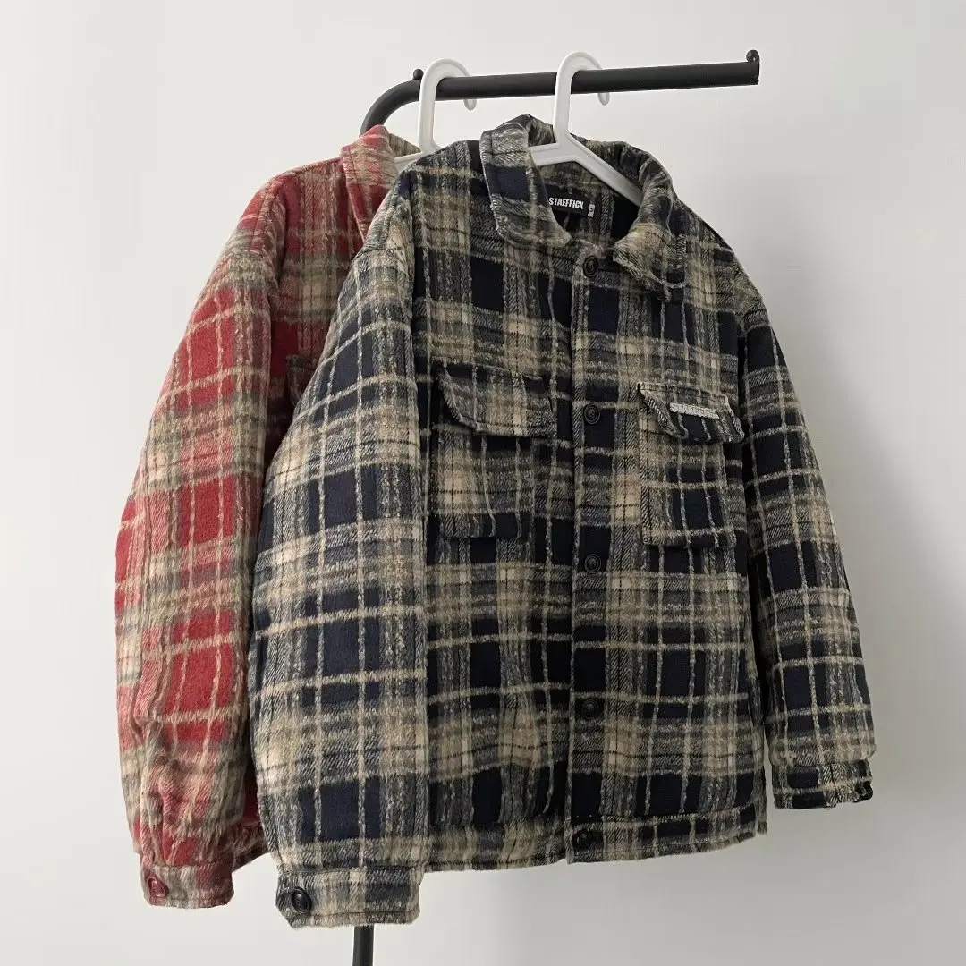 Trendy single breasted 2025 artistic new autumn men's loose fit woolen coat with lapel and color blocking trend, youthful and po