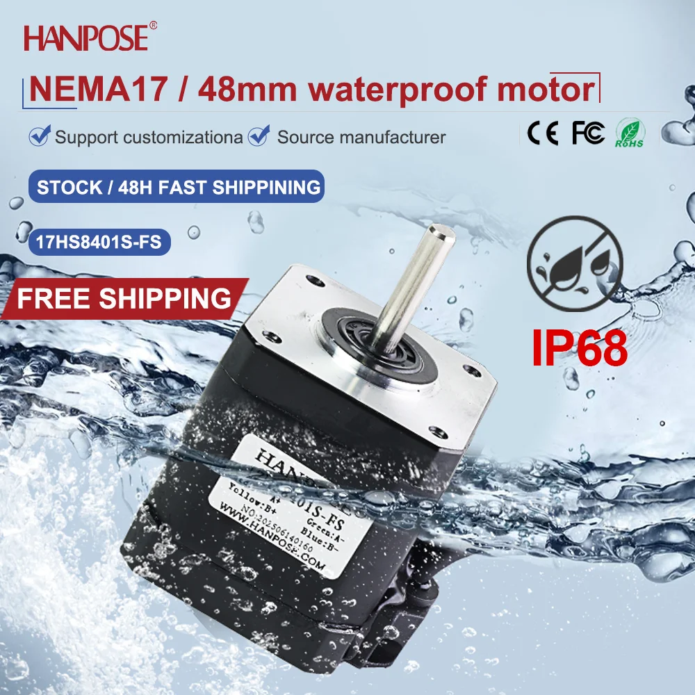 NEMA17 17HS8401S-FS Waterproof Stepper Motor 0.52N.m 1.8A 3D Printing Accessories Motor Manufacturer Direct Sales NEMA17