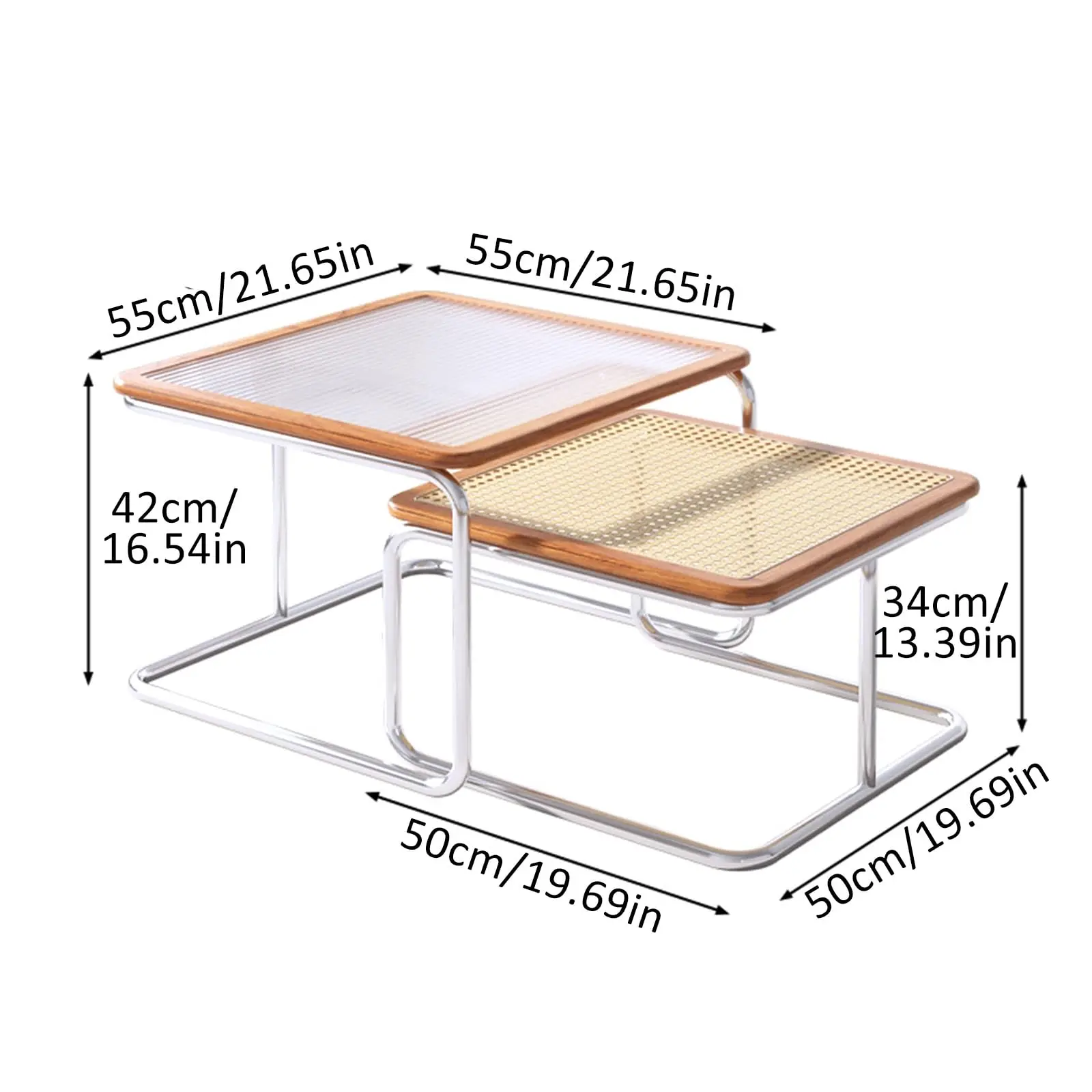 مجموعة طاولة القهوة المتداخلة مكونة من طاولتين مستديرين مع طاولات جانبية لطاولة نهاية صناعية قابلة للتعديل لساحة شرفة غرفة المعيشة #3