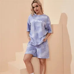 Women Casual Short Sleeve Outfit 2024 Summer Fashion Letter Printed O Neck Pocket Suit Female T Shirt Top Shorts Two Pieces Set