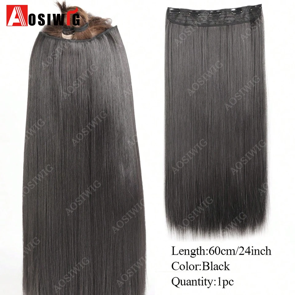 Synthetic Long Straight Clip In Hair Extensions