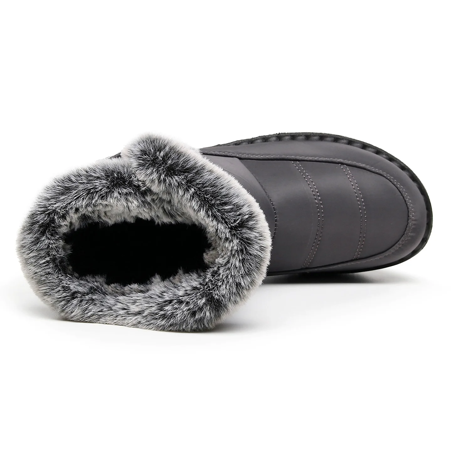 Damen-Winterstiefel bis zur Wadenmitte, wasserdicht, mit Kunstfell gefüttert, mit Klettverschluss, rutschfest, dicke Sohle, warme Outdoor-Stiefel für kaltes Wetter. – Detail 11
