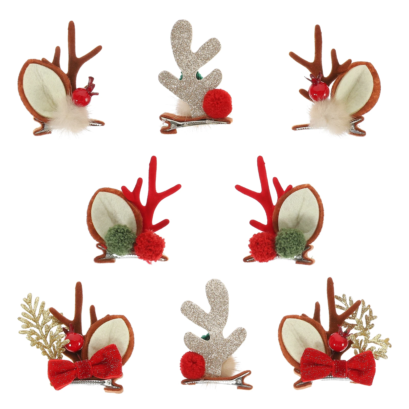 

4 Pairs Reindeer-themed Hair Ornaments Party Clips Iron Barrettes Antlers