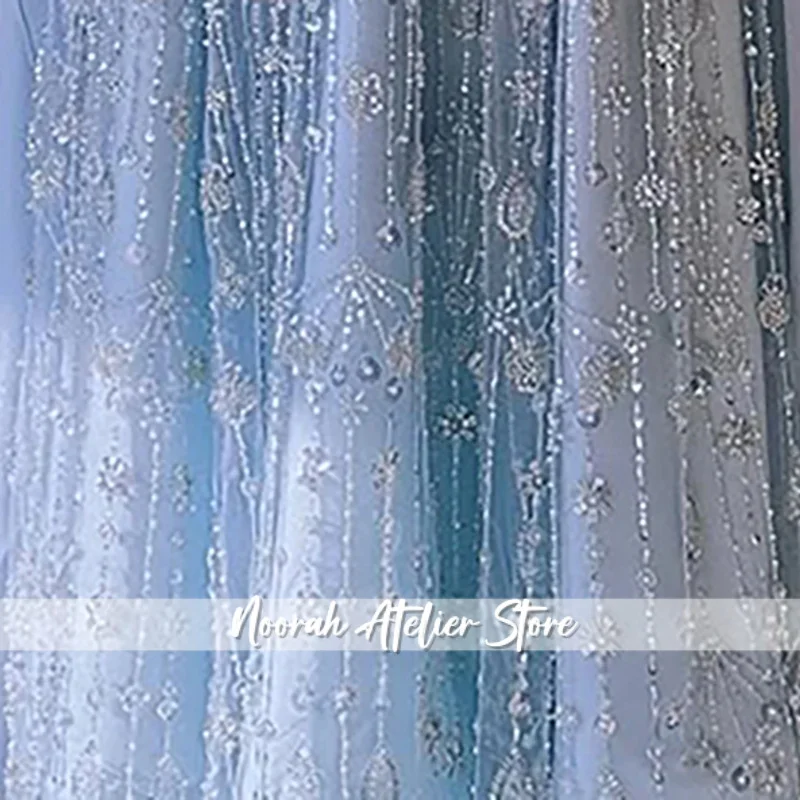 우아한 두바이 아라비아 인어 스타일 여성용 이브닝 드레스, 숄 포함, 스트랩리스 비즈 장식, 공식 프롬 웨딩 파티 가운, 2025 맞춤 제작