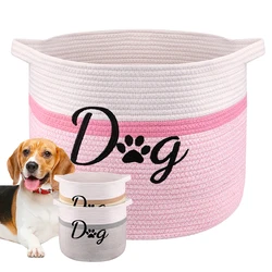 Foldable Dog Toy Storage Basket Cute Paw Print Dog Canvas Bag Pet Toys Clothes Storage Box Dog Cat Accessories Pet Supplies Pink