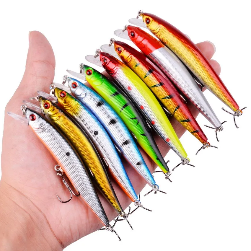 

Artificial Lures Wobblers 10cm 8.4g Hard Bait Minnow Crank Fishing Lure With Hooks 10 Colors Lures
