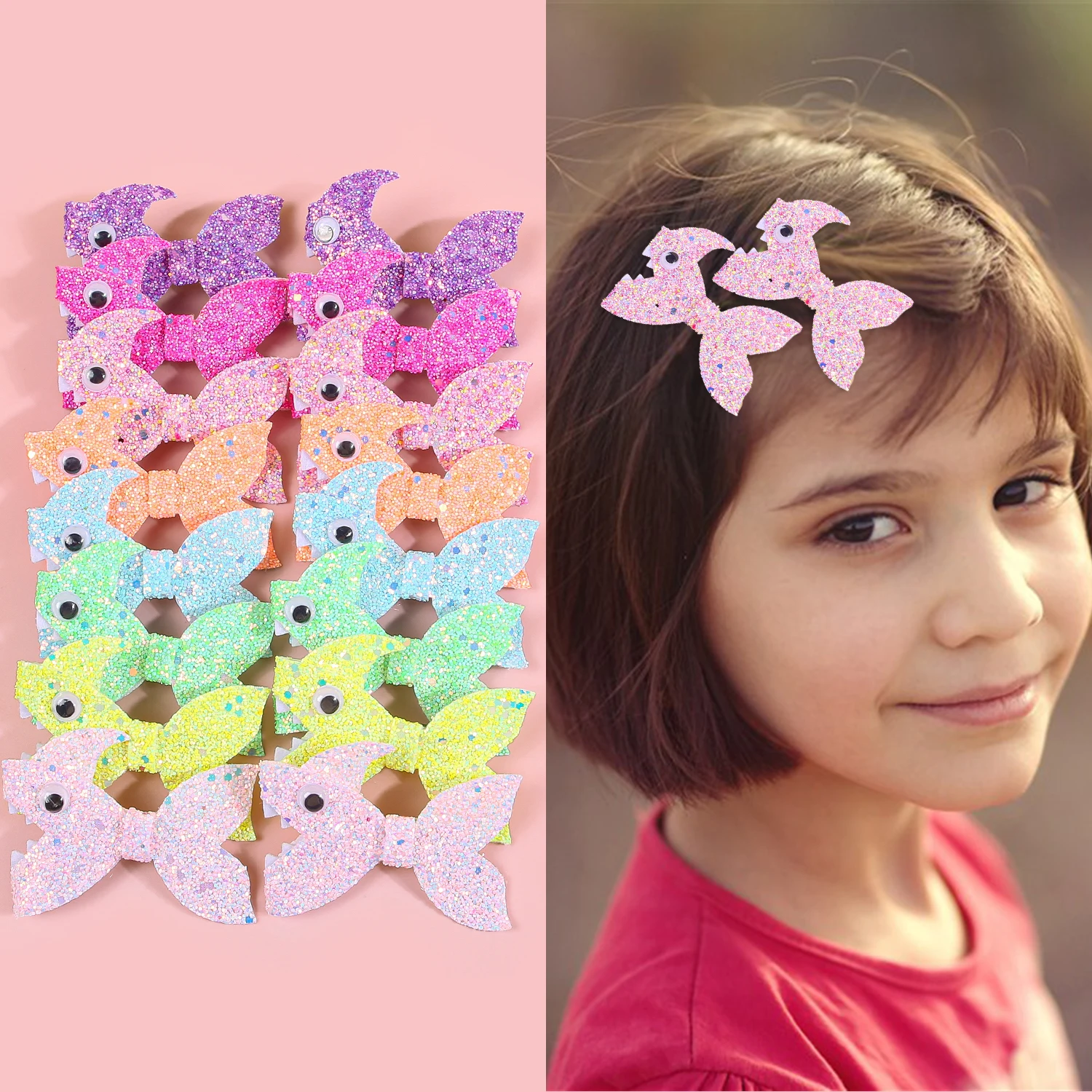 

8/16 шт., блестящие банты для волос с рисунком пони, заколки для девочек, 3 дюйма, банты с блестками, заколки, детские обручи для волос, детские аксессуары для волос