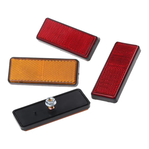 Imagen 1 del producto Placa reflectante rectangular para motocicleta, Reflector de advertencia de plástico amarillo/rojo para ATV, bicicleta, Scooter, accesorios de motocicleta, 2 o 1pc