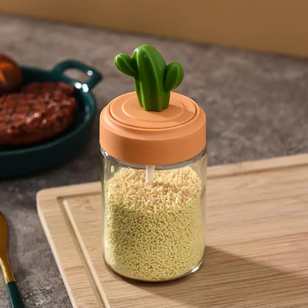 Cactus Seasoning Storage Box Home Glass Spice Jar Salt Container Bottle Set Condiment Organizer Kitchen Tool Cooking Accessory