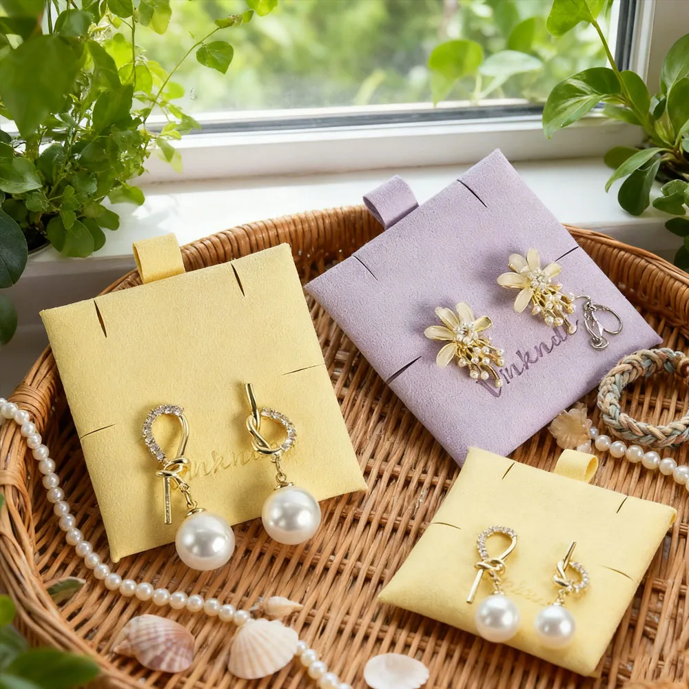 

50pcs/lot Jewelry Display Cards Custom Logo Earring Necklace Storage Accessories Packing Microfiber Pads for DIY Jewelry Box Bag