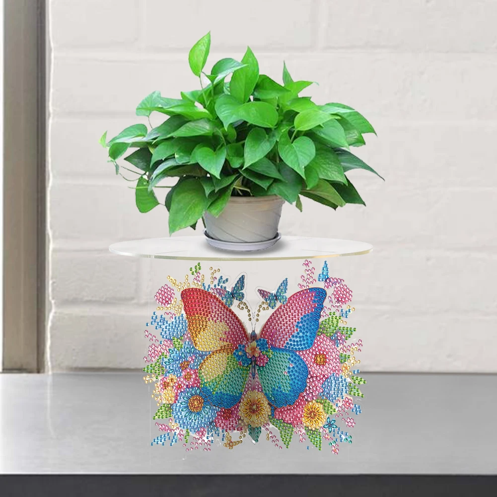 

Butterfly Acrylic Diamond Painting Plant Stand Diamond Art Potted Plant Holder