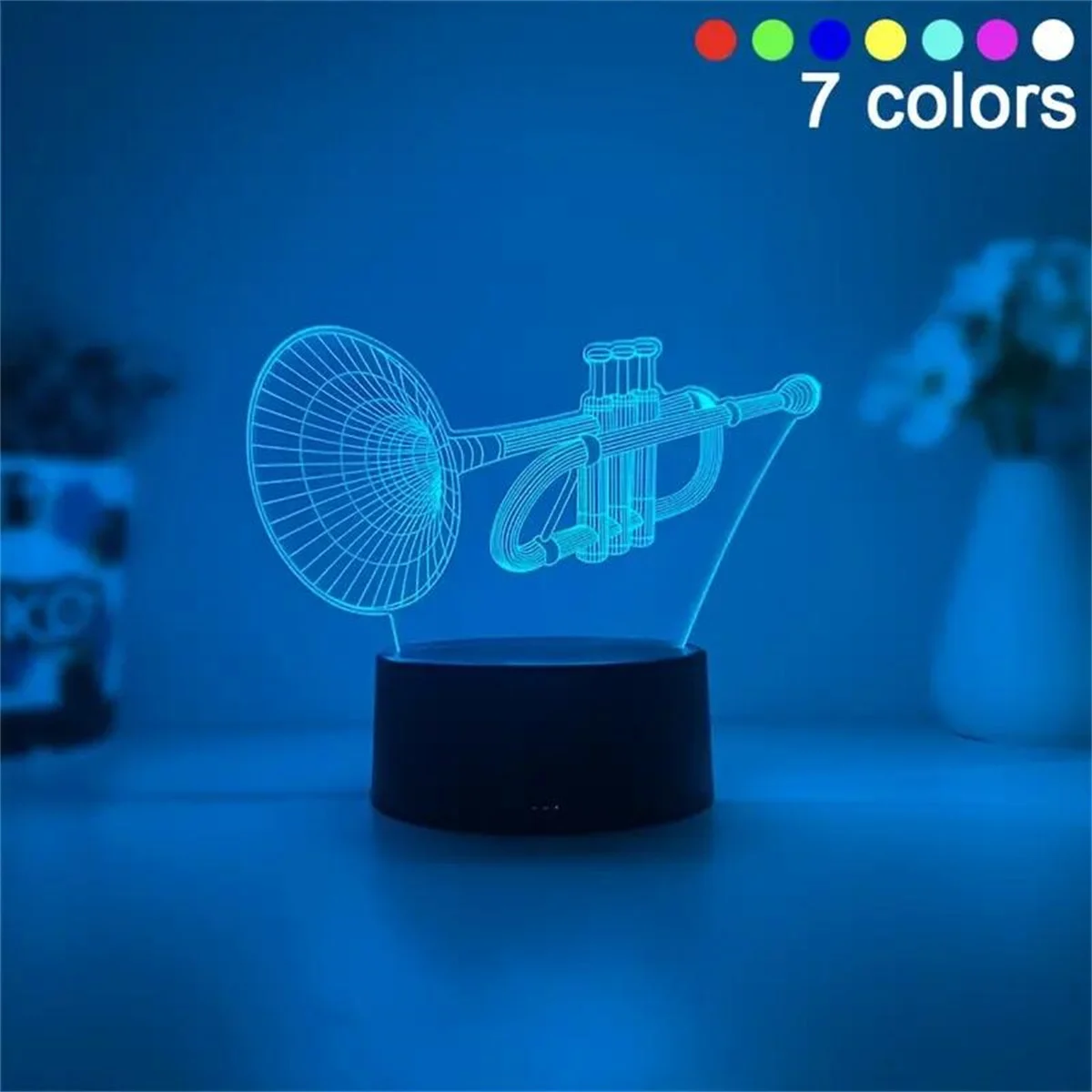 1pc  Musical Instruments  3D Night Light, 3D Optical Illusion Lamp With Touch, 7-Color Changing Ambient Light For Bedroom