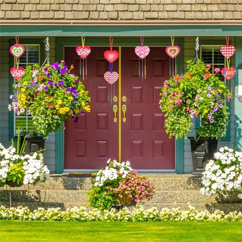 

ABWR-9 Pack Heart Wind Chime Make You Own Love Wind Chimes DIY Красочные деревянные поделки ко Дню святого Валентина Прочный Простота установки