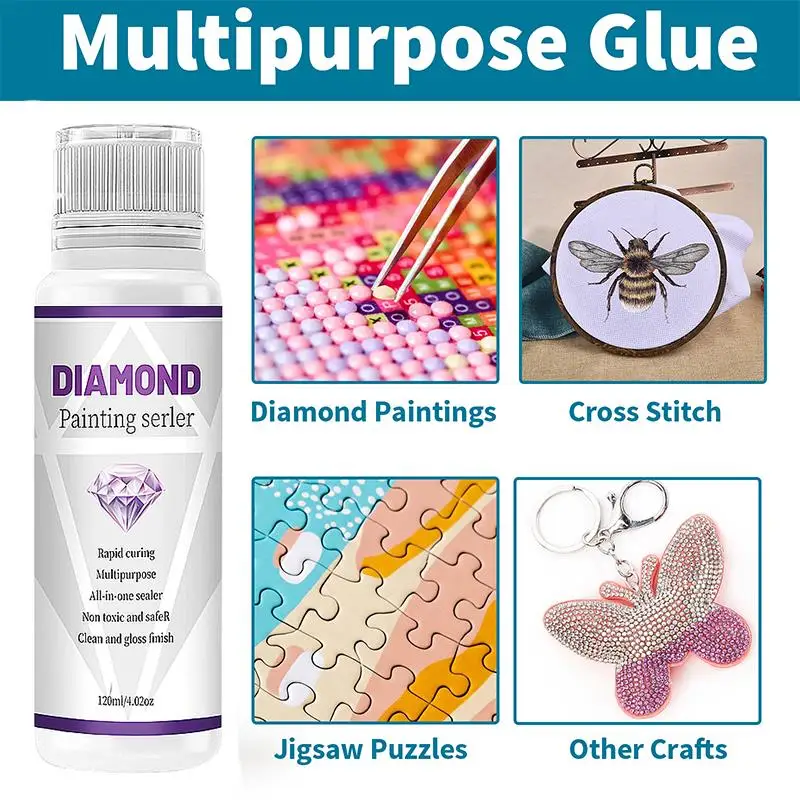 

60ML/240ML Diamond Painting Sealer 5D Diamond Painting Art Glue Permanent Hold & Shine Effect Sealer Diamond Painting Puzzles