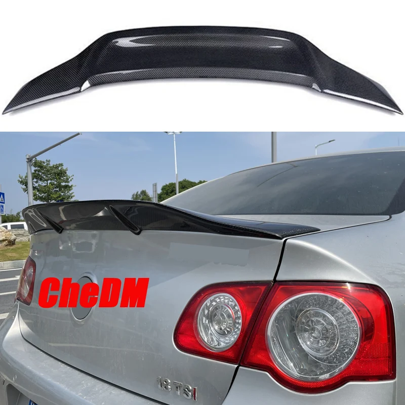 Dla 2007 2008 2009 2010 2011 Volkswagen Passat B6 100% prawdziwe włókno węglowe wysokiej jakości tylny Spoiler pokrywa bagażnika R styl