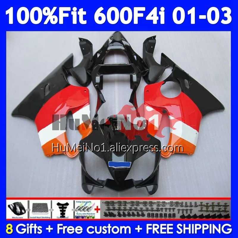 Injection Body For HONDA CBR 600 F4i 600F4i 600CC CC 34No.5 CBR600F4i Repsol orange 01 02 03 CBR600 F4i 2001 2002 2003 Fairings