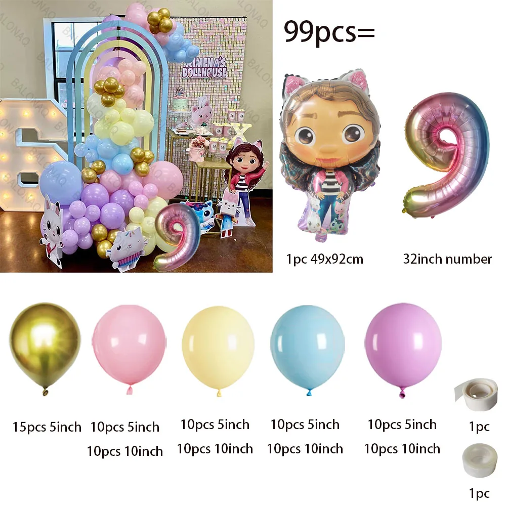 1set Gabby Dollhouse Cats Balloon latex Balls Kids Birthday Party Decoration Baby Shower Supplies Helium Globos Kids