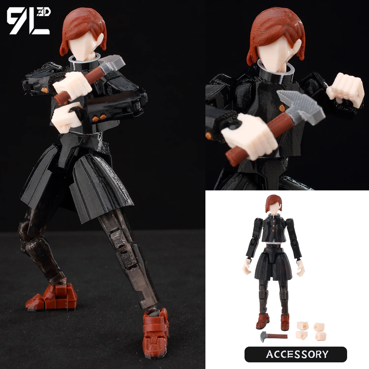 9L3D Titan 13 Vormontiertes Gojo Sukuna Jujutsu Toji Actionfiguren-Set 3D-Druck Dummy Glücksbringer Vollkörper Mechanischer Roboter Spielzeug