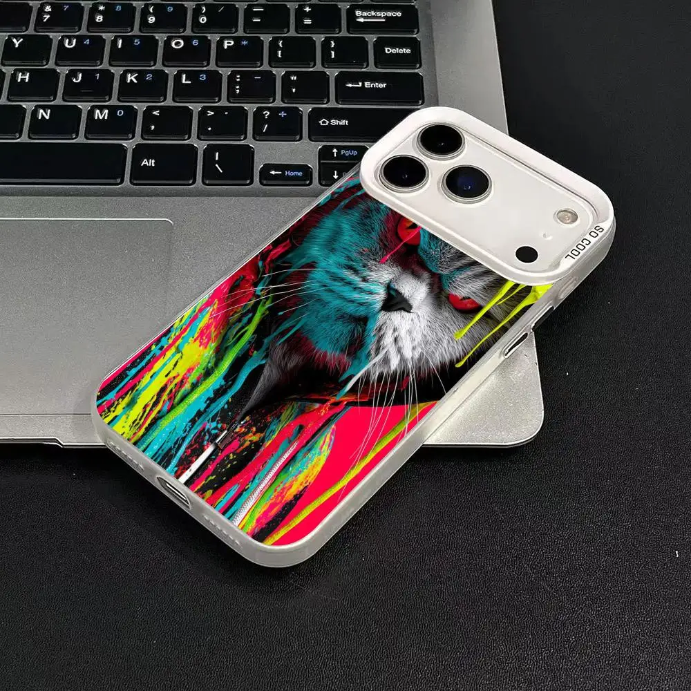 حافظة هاتف على شكل قطة مطلية لهاتف iPhone17 16 15 14 13 12 11 Pro/ Max/Plus غطاء خلفي مقاوم للصدمات ومضاد للبصمة #5