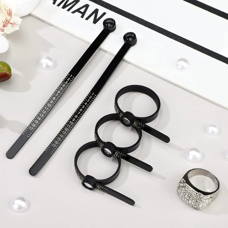 Multi-Functional Reusable Finger Ring Measuring Gauge, US Size 1-17 Sizing Belt Equipped with Magnifier, Accurate Jewelry Measurement Tool for Rings and Wedding Bands