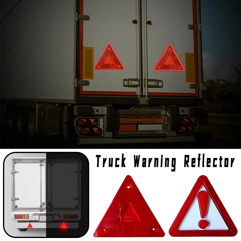 2pcs Triangle Warning Reflector Truck Stop Warning Sign Plate Rear Light Safety Reflective Sign Board Red Warning Reflector