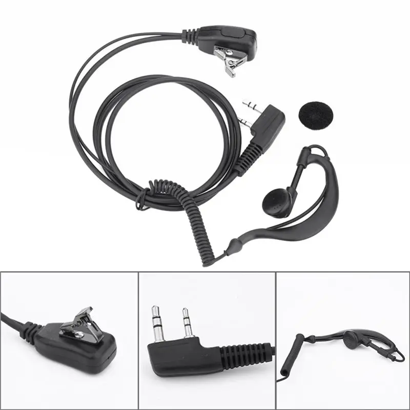 A64I 3 uds auricular de 2 pines auriculares PTT micrófono ganchos para la oreja Walkie Talkie auricular para UV5R/HYT