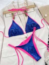 2026 Shiny Style Swimwear Women Sexy Lacing Bikini Set Swimsuit Maio Biquini Femme Badpak