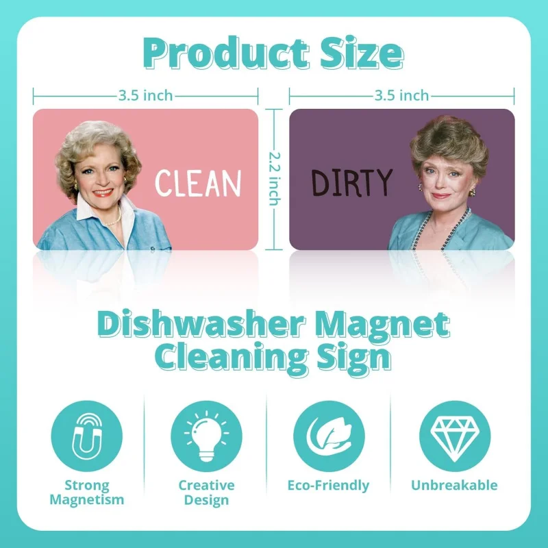 Golden Girls Dishwasher Magnet - Funny Clean Dirty Sign for Refrigerator & Washing Machine, Double Sided Strong Magnetic Flip