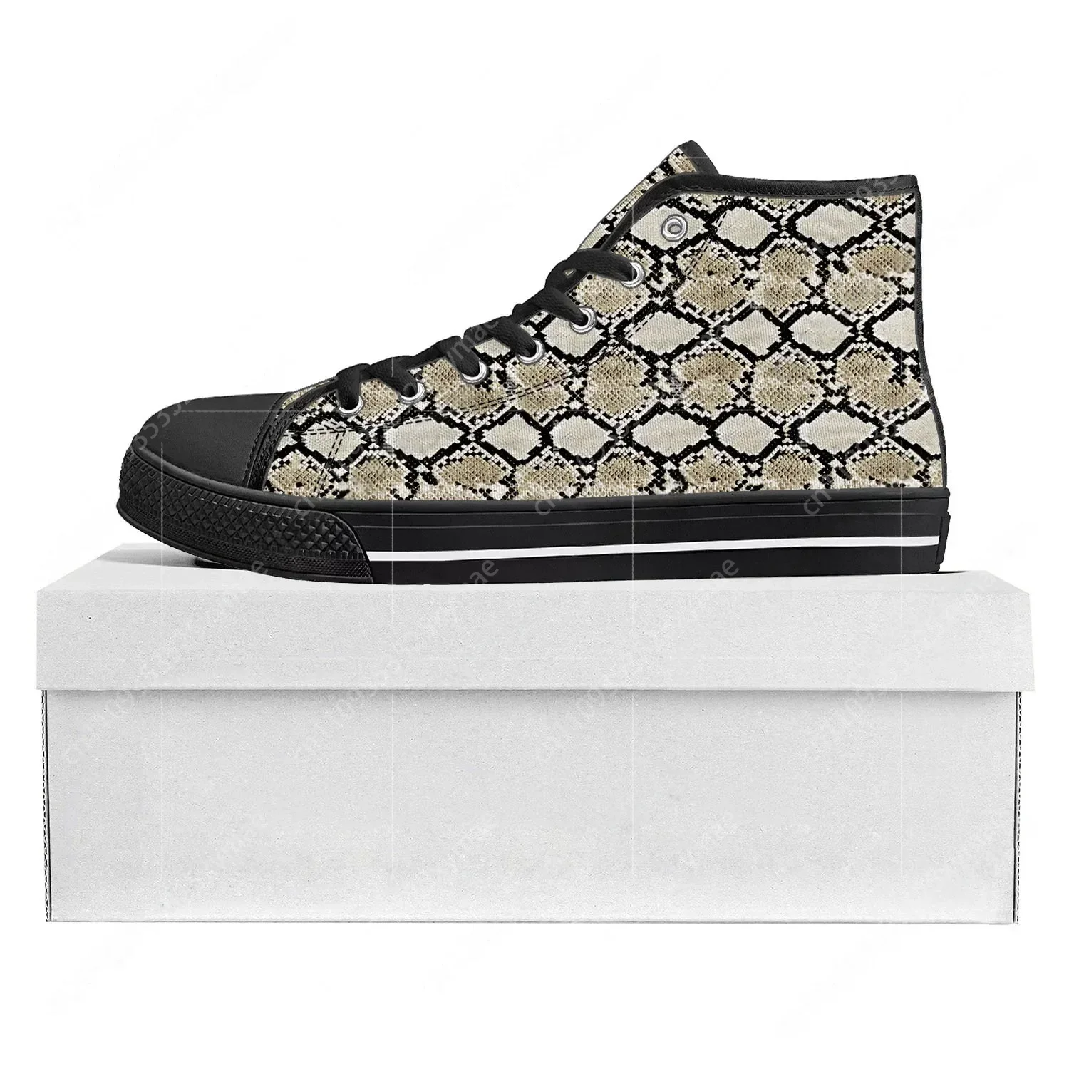Snake Skin Pattern High Top High Quality Sneakers Mens Womens Teenager Canvas Sneaker Tide Printed Causal Couple Custom Shoe