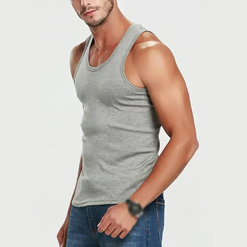 Camisola regata masculina de musculação de algodão, colete muscular Y-Back, algodão monocromático Sportwear, camiseta casual, ginásio, treino, roupa íntima esportiva