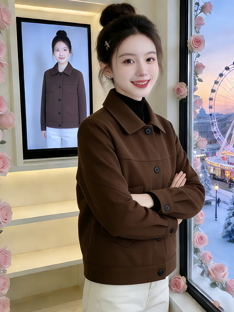 

Модная повседневная короткая куртка для женщин, осень 2026: Элегантная куртка премиум-класса, женское пальто высокого качества