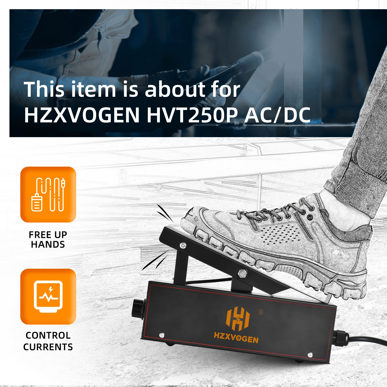 HZXVOGEN 5 Pin Foot Pedal For HVT250P AC/DC TIG Welding Foot Pedal Amp Control Pedal