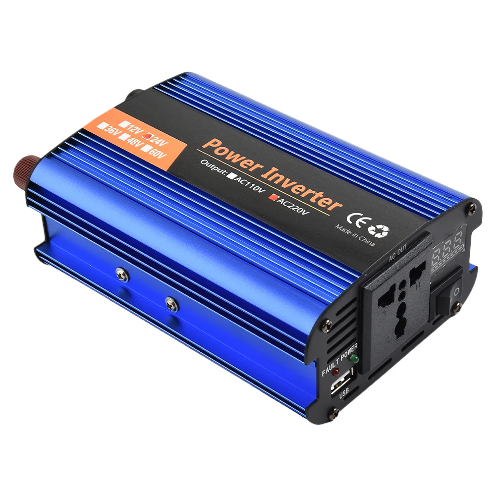 High Power Power Inverter Replacement Solar Blue Modified Sine Wave W/Power Cord 12V/24V-220V 4000W High Quality