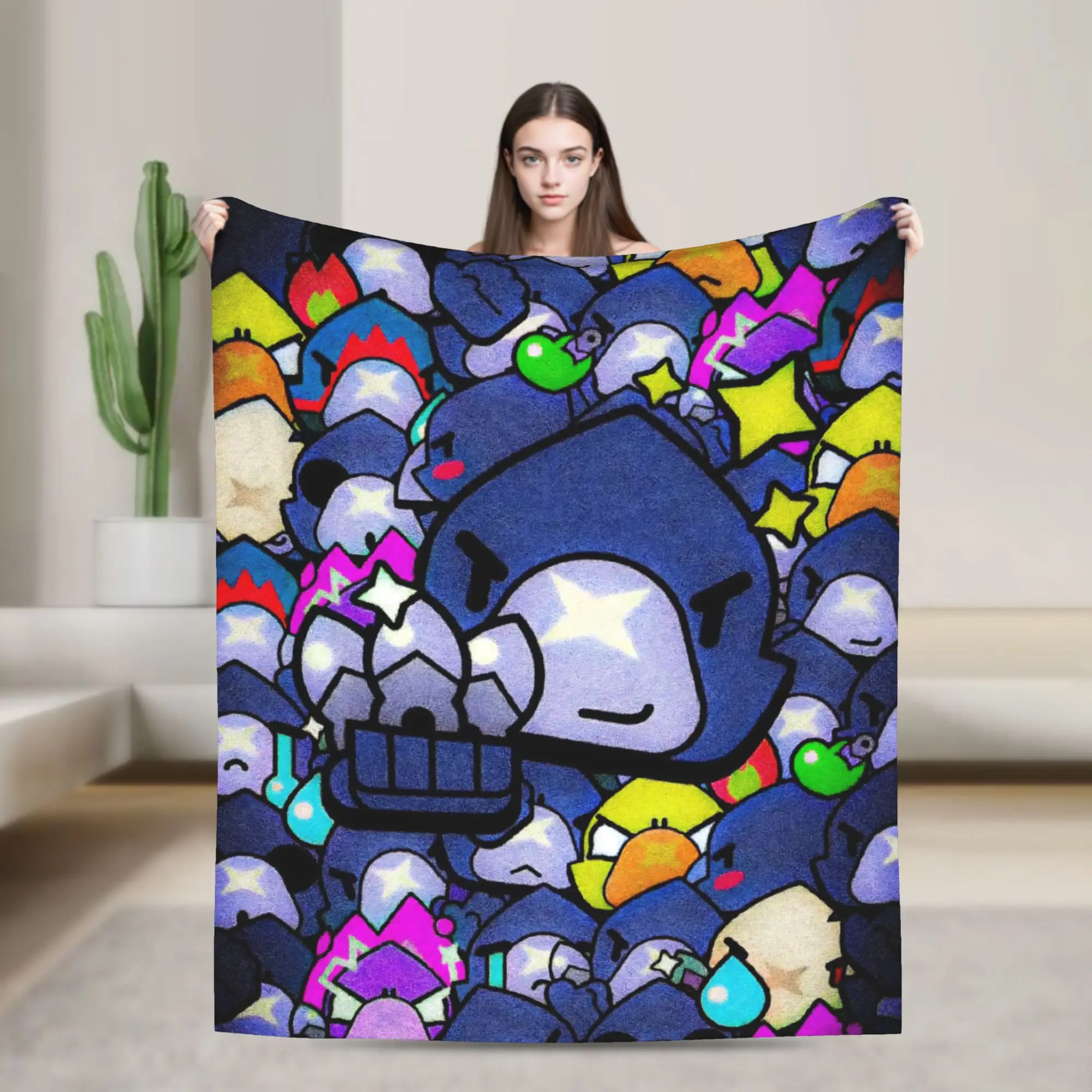 Sandy Leon Spike Game Blankets Fleece Autumn/Winter  Breathable Super Soft Throw Blanket for Sofa Couch Quilt