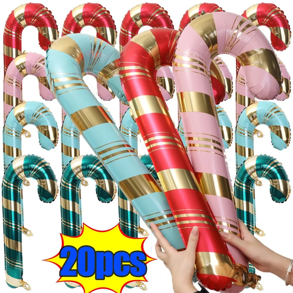 

Christmas Candy Cane Aluminum Balloons Large Colorful Balloon Set Home New Year Party Xmas Tree Interior DIY Decoration Supplies