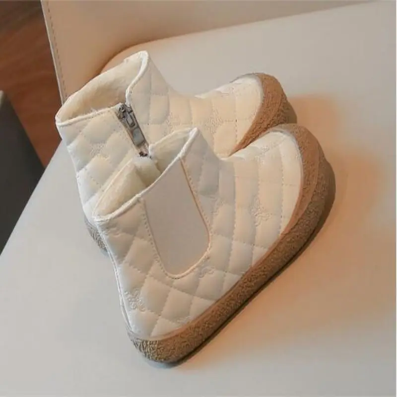 Children's Short Boots 2024 Autumn/Winter New Collection with Thick Velvet Soft Bottom Baby Boots Warm Fashionable Cotton Boots