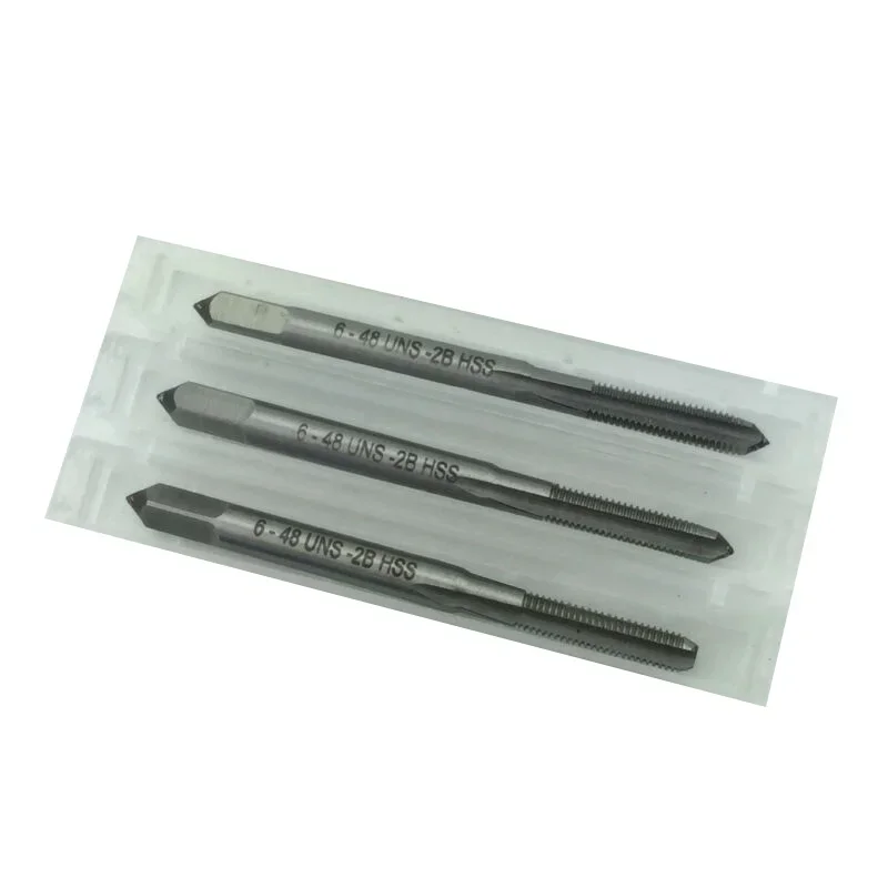 3pcs Hand Tap 6-48 UNS 3-Flutes HSS TAP SET Metalworking Hand Tools