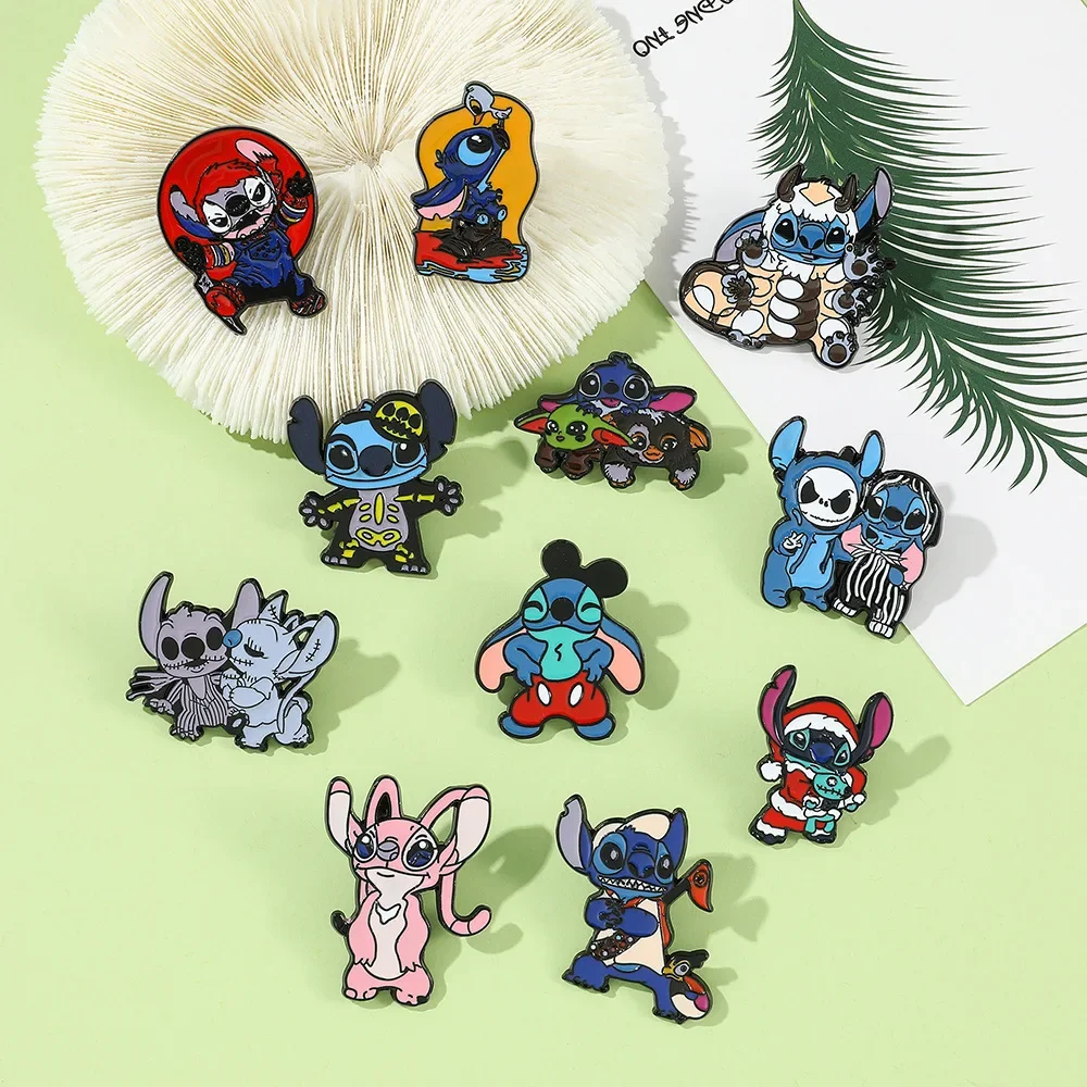 Lilo & Stitch Theme Enamel Pins Creative Disney Cartoon Brooch Badges Gifts for Kids