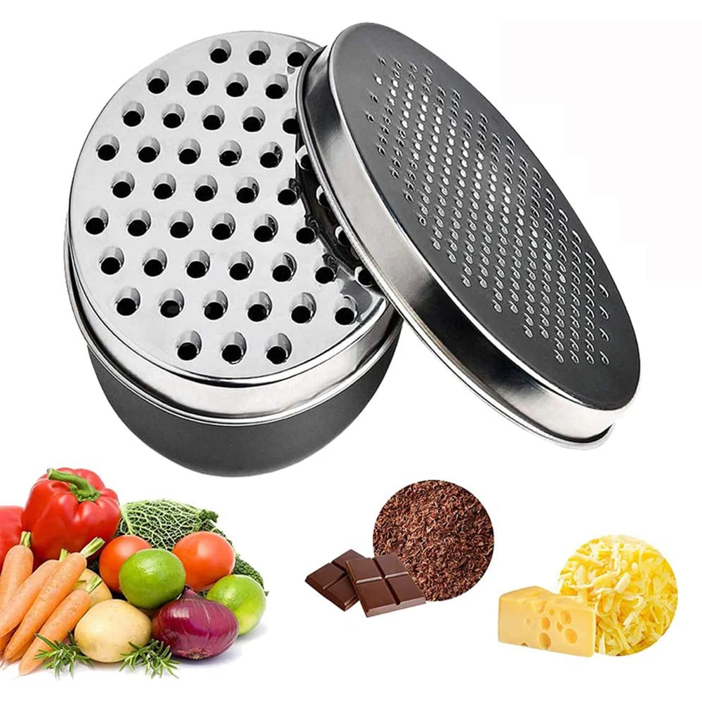 Cheese Grater with Container, for Kitchen with 2 Sizes, Vegetable Grinder, Ginger Shredder, Chocolate Grater